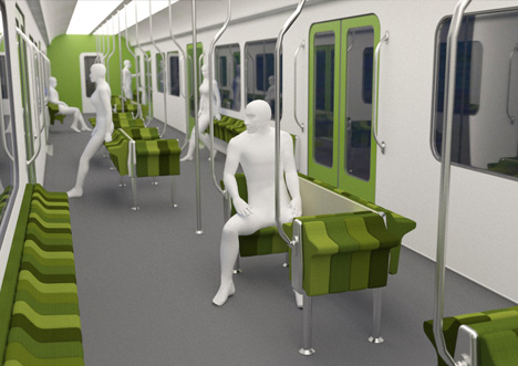 地铁车厢的座椅能够折叠起来